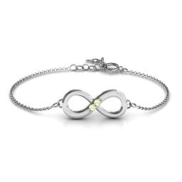 "Twosome" Infinity Bracelet in 925 Sterling Silver with Peridot