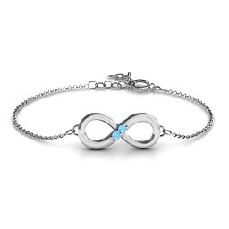 "Twosome" Infinity Bracelet in 925 Sterling Silver with Blue Topaz