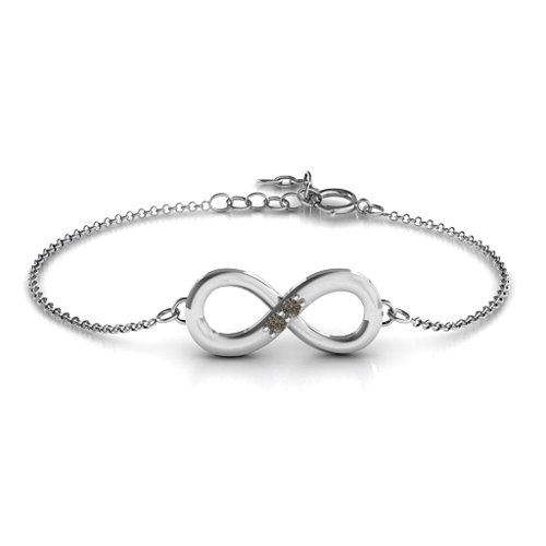 "Twosome" Infinity Bracelet – Sterling Silver with Smokey Quartz