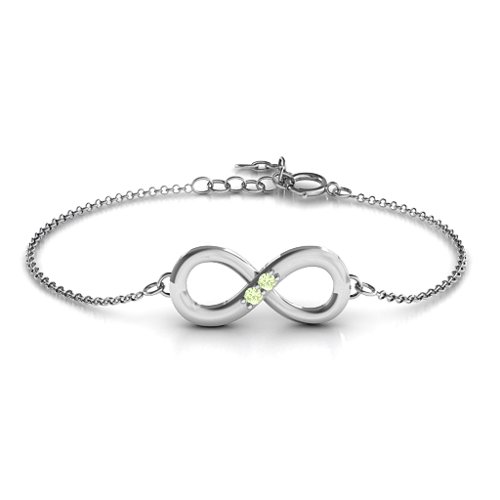 "Twosome" Infinity Bracelet – Sterling Silver with Peridot