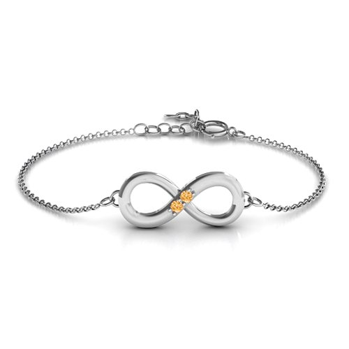 "Twosome" Infinity Bracelet – Sterling Silver with Citrine