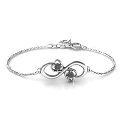Duo of Hearts and Stones Infinity Bracelet