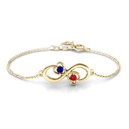 Duo of Hearts and Stones Infinity Bracelet