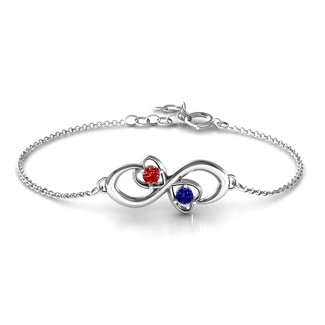 Duo of Hearts and Stones Infinity Bracelet
