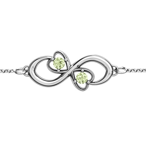 Duo of Hearts and Stones Infinity Bracelet