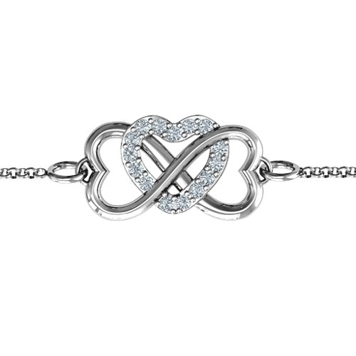 Triple Heart Infinity Bracelet – Sterling Silver with Diamond