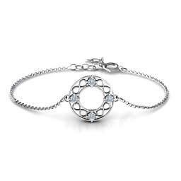 Circular Infinity Bracelet in 925 Sterling Silver with Diamond