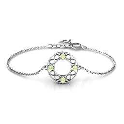 Circular Infinity Bracelet in 925 Sterling Silver with Peridot