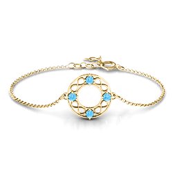 Circular Infinity Bracelet in 10K Solid Yellow Gold with Blue Topaz
