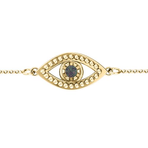 Evil Eye Bracelet – 18K Gold Plated Silver with Alexandrite