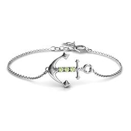 Anchor Bracelet with Three Stones