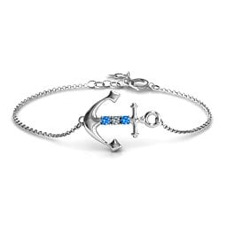 Anchor Bracelet with Three Stones