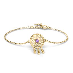 Dream Catcher Bracelet in 10K Solid Yellow Gold with Amethyst