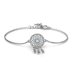 Dream Catcher Bracelet in 925 Sterling Silver with Aquamarine