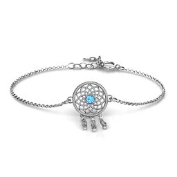 Dream Catcher Bracelet in 925 Sterling Silver with Blue Topaz