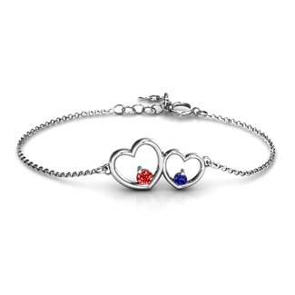 Double Heart With Two Stones Bracelet