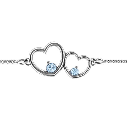 Double Heart With Two Stones Bracelet