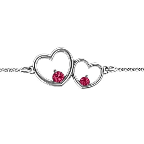 Double Heart With Two Stones Bracelet