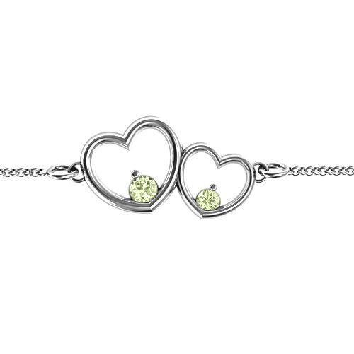 Double Heart With Two Stones Bracelet