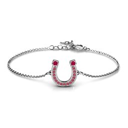 Horseshoe Bracelet with Two Stones and Accents