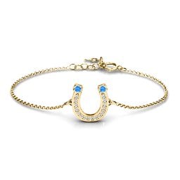 Horseshoe Bracelet with Two Stones and Accents