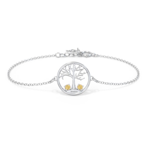 1 - 4 Stone Family Tree Bracelet – Sterling Silver with Citrine