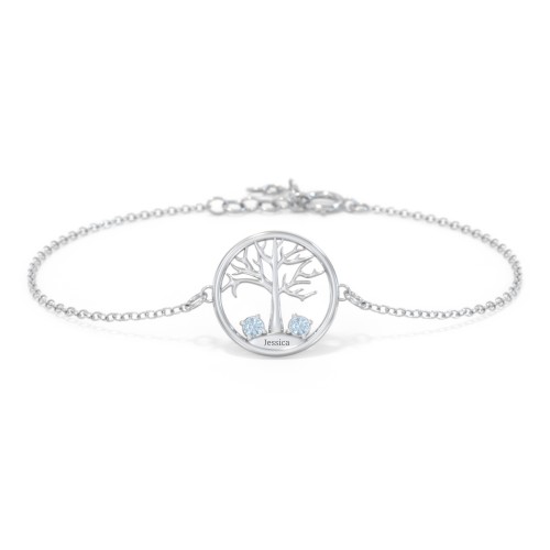 1 - 4 Stone Family Tree Bracelet – Sterling Silver with Blue Topaz