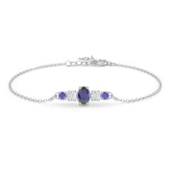 Oval Centre with 4 Side Round Stones Bracelet