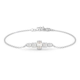 Oval Centre with 4 Side Round Stones Bracelet