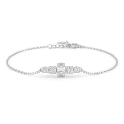 Oval Centre with 4 Side Round Stones Bracelet