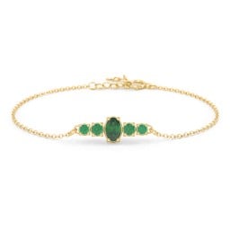 Oval Centre with 4 Side Round Stones Bracelet