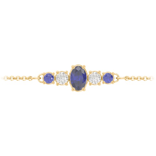 Oval Centre with 4 Side Round Stones Bracelet