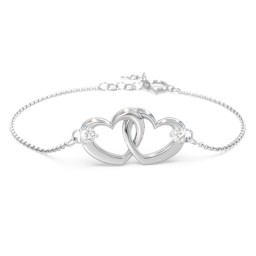 Interlocking Heart Promise Bracelet with Two Stones