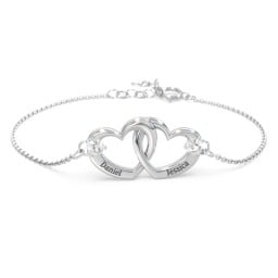 Interlocking Heart Promise Bracelet with Two Stones