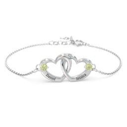 Interlocking Heart Promise Bracelet with Two Stones