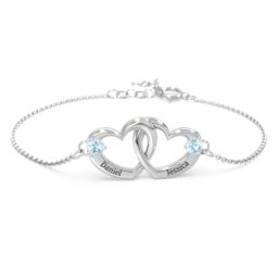 Interlocking Heart Promise Bracelet with Two Stones