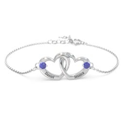 Interlocking Heart Promise Bracelet with Two Stones