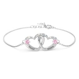 Interlocking Heart Promise Bracelet with Two Stones