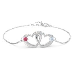 Interlocking Heart Promise Bracelet with Two Stones