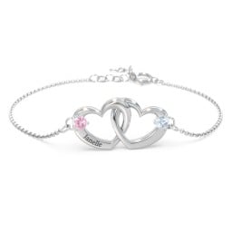 Interlocking Heart Promise Bracelet with Two Stones