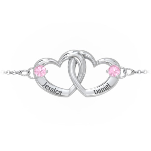 Interlocking Heart Promise Bracelet with Two Stones