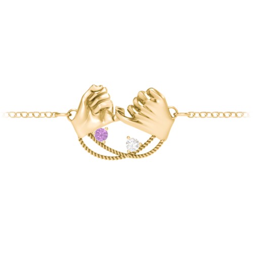 Pinky Swear Promise Bracelet – 10K Yellow Gold with Amethyst and Cubic Zirconia
