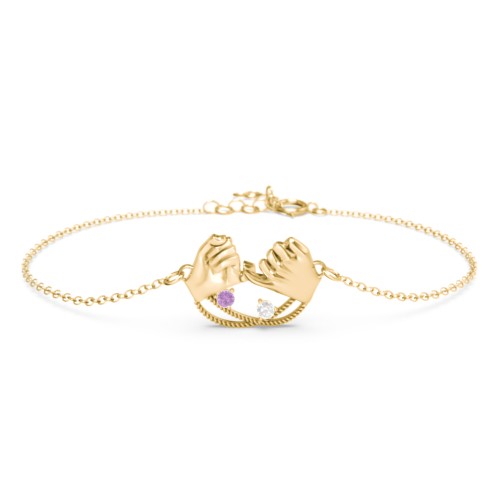 Pinky Swear Promise Bracelet – 10K Yellow Gold with Amethyst and Cubic Zirconia
