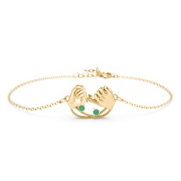 Pinky Swear Promise Bracelet in 18K Gold Plated Silver with Emerald