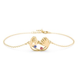 Pinky Swear Promise Bracelet in 18K Gold Plated Silver with Blue Sapphire and Garnet