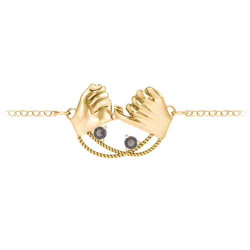 Pinky Swear Promise Bracelet – 18K Gold Plated Silver with Smokey Quartz
