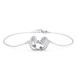 Pinky Swear Promise Bracelet in 925 Sterling Silver with Smokey Quartz