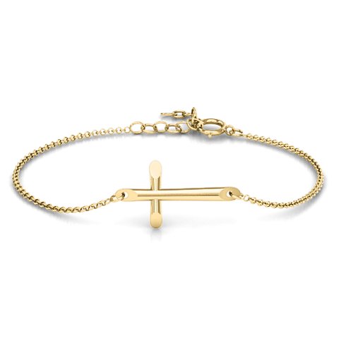 Modern Cross Bracelet – 10K Yellow Gold
