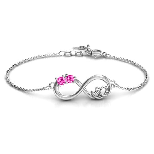 Double the Love Infinity Bracelet – Sterling Silver with Pink Tourmaline