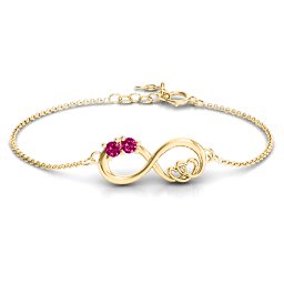 Double the Love Infinity Bracelet in 18K Gold Plated Silver with Ruby